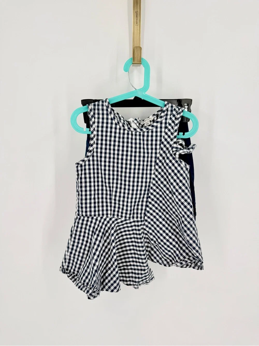 Habitual Navy & White Gingham Ruffle Tank Top